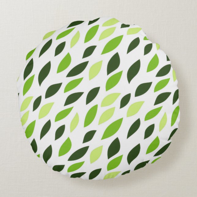 'Green Leaves' Pattern Pillow (Back)