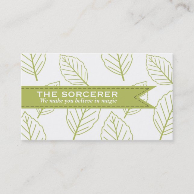 Green Leaves Pattern Professional Business Card (Front)