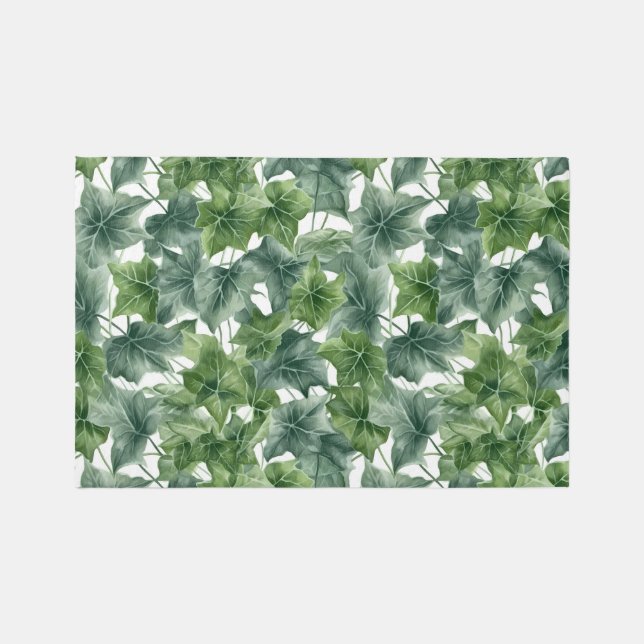 Green Leaves Pattern Rug (Front)