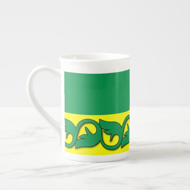  Green leaves patterns Bone China Mug (Left)