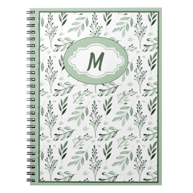 Green leaves  personalized   notebook (Front)