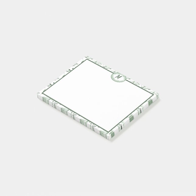 Green leaves  personalized    post-it notes (Angled)