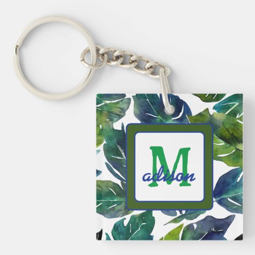 Green Leaves Philodendron Foliage Botanical Keychain
