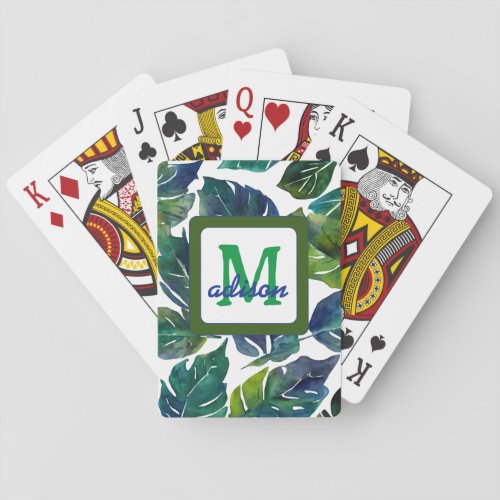 Green Leaves Philodendron Foliage Botanical Playing Cards