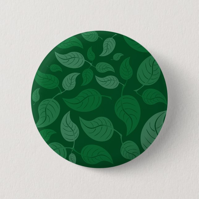 Green leaves pinback button (Front)