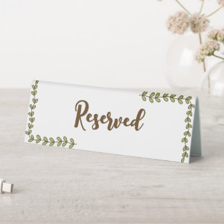 Green Leaves Pink Flower Bridal Shower Table Tent