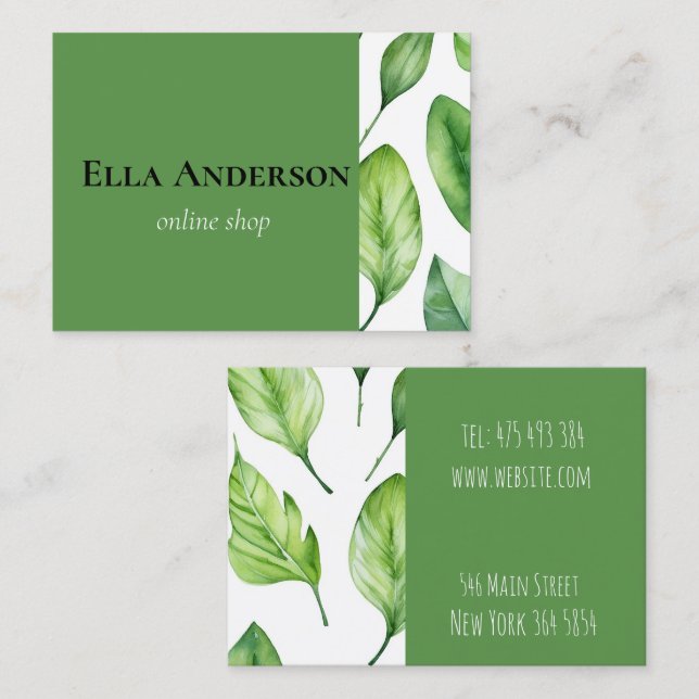 green leaves plant  business card (Front/Back)