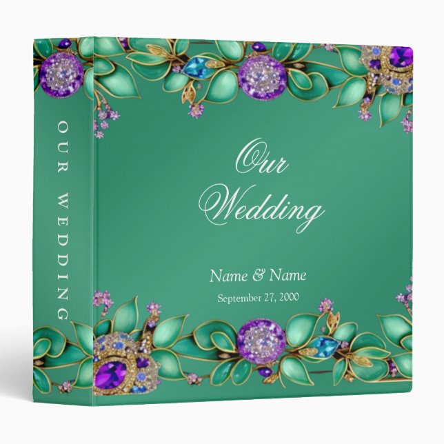 Green Leaves Purple Gemstones Album Binder (Front/Spine)