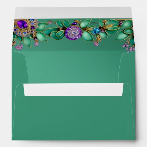 Green Leaves Purple Gemstones Envelope