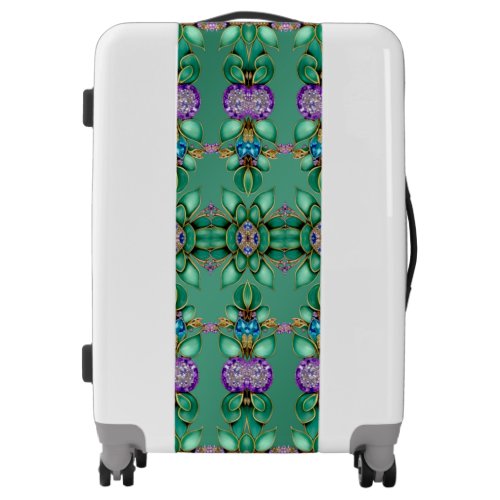 Green Leaves Purple Gemstones Luggage