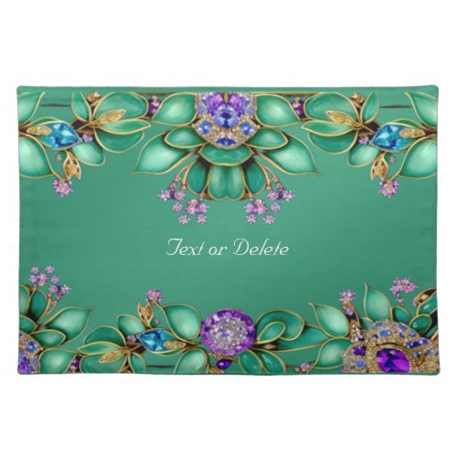 Green Leaves Purple Gemstones Placemat