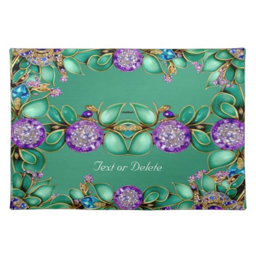 Green Leaves Purple Gemstones Placemat