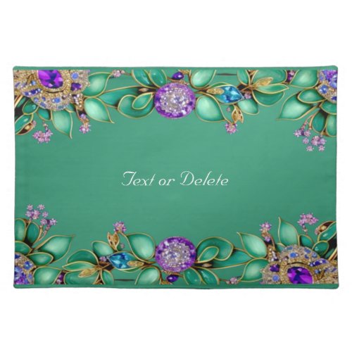 Green Leaves Purple Gemstones Placemat