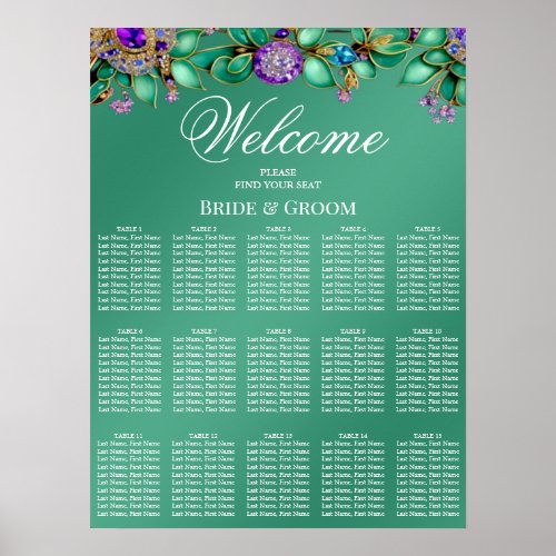 Green Leaves Purple Gemstones Seating Chart