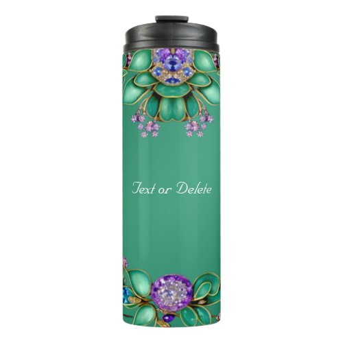 Green Leaves Purple Gemstones Thermal Tumbler