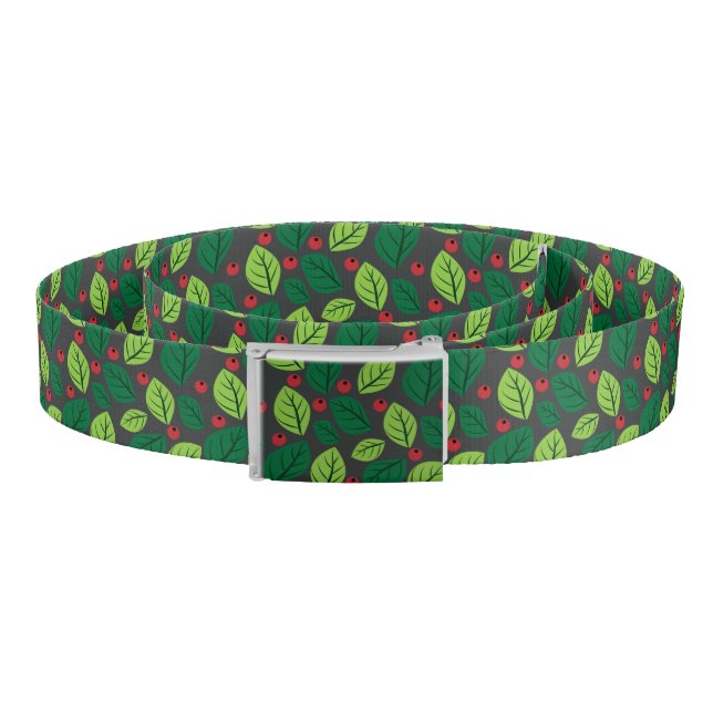 Green Leaves, Red Berries, Pattern Of Leaves Belt (Coil)