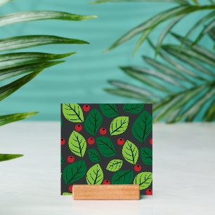 Green Leaves, Red Berries, Pattern Of Leaves Holder