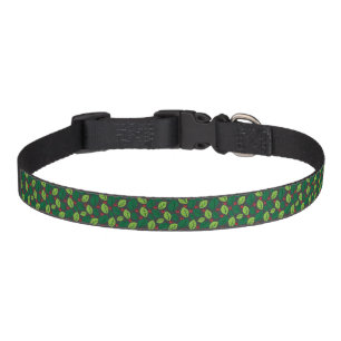 Green Leaves, Red Berries, Pattern Of Leaves Pet Collar