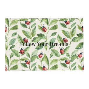 Green Leaves Red Black Ladybugs Nature Dreams Placemat