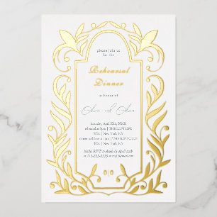 Green Leaves Rehearsal Dinner Foil Invitation