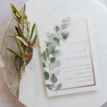 Green Leaves Rose Gold Foil Border Wedding Foil Invitation at Zazzle