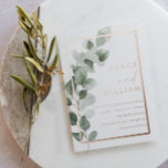 Green Leaves Rose Gold Foil Border Wedding Invitation<br><div class="desc">Green Leaves Rose Gold Foil Border Wedding Foil Invitation
 Real Gold Foil

See other invitations in our Niche and Nest Store</div>