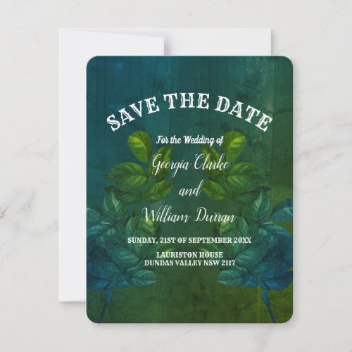 Green Leaves Rustic Vintage Save The Date Invitation