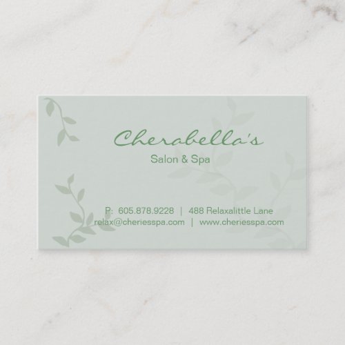 Green Leaves Salon &amp; Spa Manicure Business Card