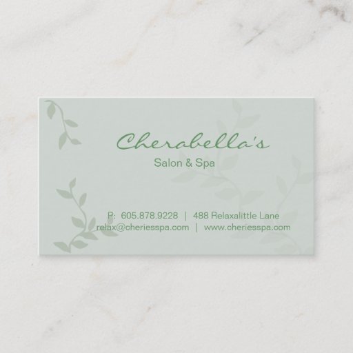 Customizable Green Leaves Salon &amp; Spa Manicure Business Card