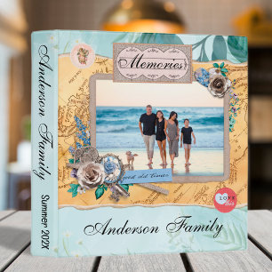 Green Leaves, Scrapbooking Colage Family Photo 3 Ring Binder