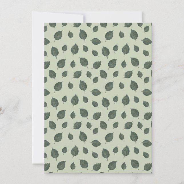 Green leaves, seamless pattern invitation (Front)