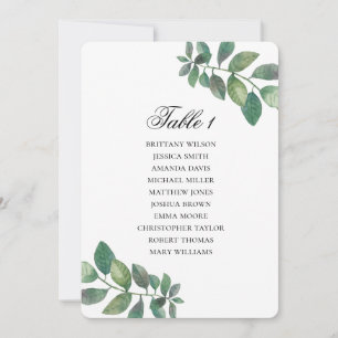 Green leaves seating chart. Garden wedding plan Invitation