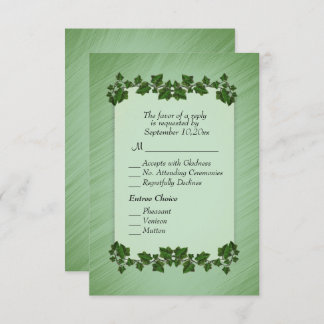 Green Leaves Shimmer RSVP w Menu