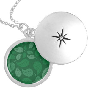 Green leaves silver plated necklace