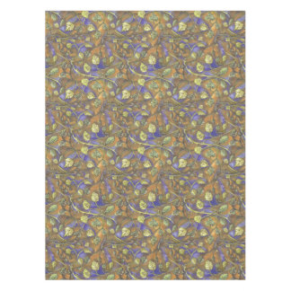 Green Leaves Stems From Raspberry Bush Blue Gold  Tablecloth