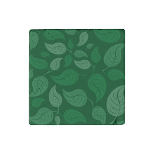 Green leaves stone magnet