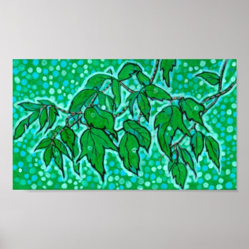 Green Leaves Summer Nature Floral Art Sketch Poster