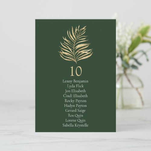 Green leaves Table Number Seating Chart