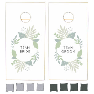 Green Leaves 'Team Bride / Groom' Cornhole Set