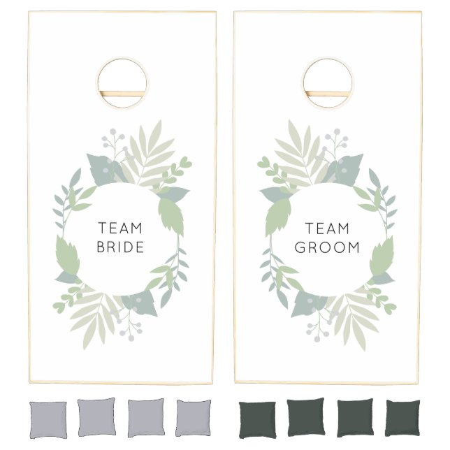 Green Leaves 'Team Bride / Groom' Cornhole Set (Set)