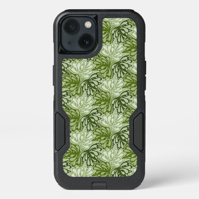 Green Leaves tessellation pattern Otterbox iPhone Case (Back)