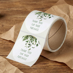 Green leaves thank you for your purchase classic round sticker