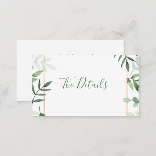 Green leaves the details wedding enclosure card