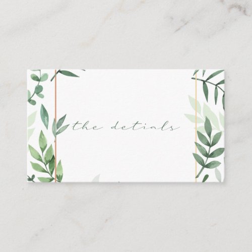 Green leaves the details wedding enclosure card
