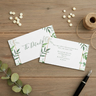 Green leaves "the details" wedding enclosure card