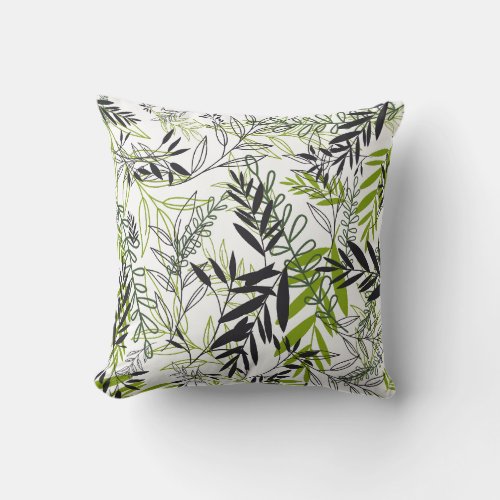 green leaves throw pillow