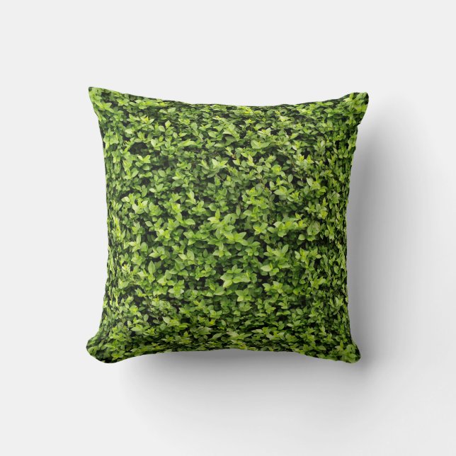 Green Leaves Throw Pillow (Front)