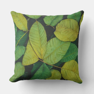 Green Leaves  Throw Pillow