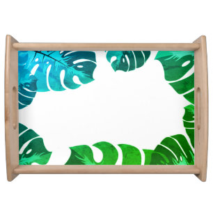 Green Leaves Tropical Summer Vibes Serving Tray