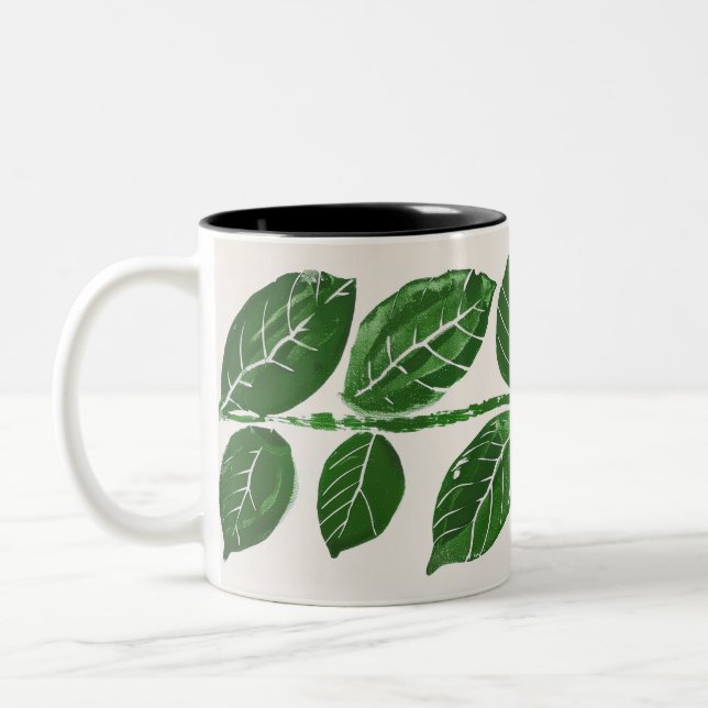 Green Leaves Two-Tone Mug (Left)